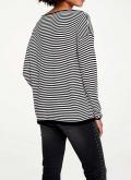 Designer-Streifenpullover schwarz-offwhite