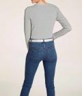 Designer-Strickjacke mit Perlen grau-melange