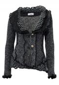 Designer-Strickjacke mit Spitze anthrazit
