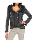 Designer-Strickjacke mit Spitze anthrazit