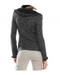 Designer-Strickjacke mit Spitze anthrazit