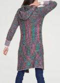 Designer-Strickjacke mitKapuze bunt