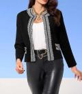 Designer-Strickjacke schwarz-ecru