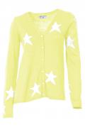 Designer-Strickjacke zitrone-weiß