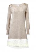 Designer-Strickkleid mit Spitze sand