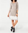 Designer-Strickkleid mit Spitze sand