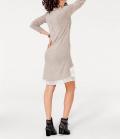 Designer-Strickkleid mit Spitze sand