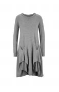 Designer-Strickkleid mitgebogenem Saum grau-meliert