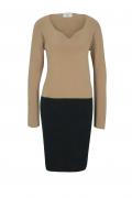 Designer-Strickkleid schwarz-hellbraun