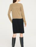 Designer-Strickkleid schwarz-hellbraun