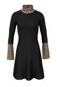 Designer-Strickkleid schwarz-leo