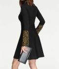 Designer-Strickkleid schwarz-leo