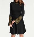 Designer-Strickkleid schwarz-leo