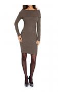 Designer-Strickkleid taupe