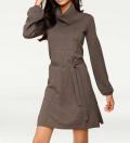 Designer-Strickkleid taupe