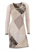 Designer-Strickpatchkleid taupe