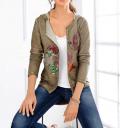 Designer-Sweatjacke mit Stickerei khaki