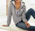 Designer-Sweatjacke mitSpitze steingrau