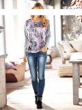 Designer-Sweatshirt grau-rosa