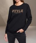 Designer-Sweatshirt mit Applikation schwarz