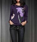 Designer-Sweatshirt mit Pailletten lila