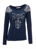 Designer-Sweatshirt mit Pailletten marine