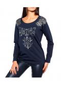 Designer-Sweatshirt mit Pailletten marine
