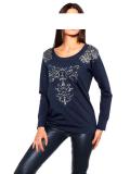 Designer-Sweatshirt mit Pailletten marine