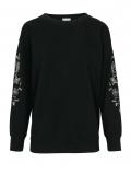 Designer-Sweatshirt mit Perlen-Stickerei schwarz
