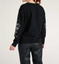 Designer-Sweatshirt mit Perlen-Stickerei schwarz