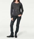 Designer-Sweatshirt mit Perlen grau