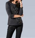 Designer-Sweatshirt mit Perlen grau