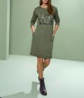 Designer-Sweatshirtkleid mit Ziersteinen khaki