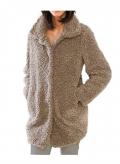 Designer-Teddyfellmantel taupe