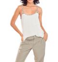 Designer-Top mit Perlen offwhite