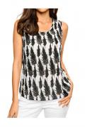 Designer-Top mit Perlen schwarz-creme