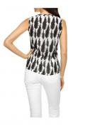 Designer-Top mit Perlen schwarz-creme