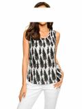 Designer-Top mit Perlen schwarz-creme