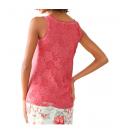 Designer-Top mit Spitze koralle