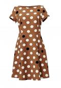 Designer-Tupfenkleid cognac-creme