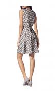 Designer-Tupfenkleid grau-ecru