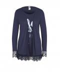 Designer-Twinset mit Spitze marine