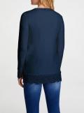 Designer-Twinset mit Spitze marine