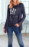 Designer-Twinset mit Spitze marine