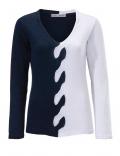 Designer-V-Pullover marine-weiß