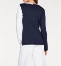 Designer-V-Pullover marine-weiß