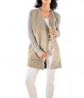 Designer-Velours-Strickjacke grau-beige