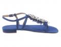 Designer-Velourslederdianette mit Strass blau