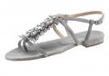 Designer-Velourslederdianette mit Strass grau