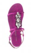 Designer-Velourslederdianette mit Strass pink